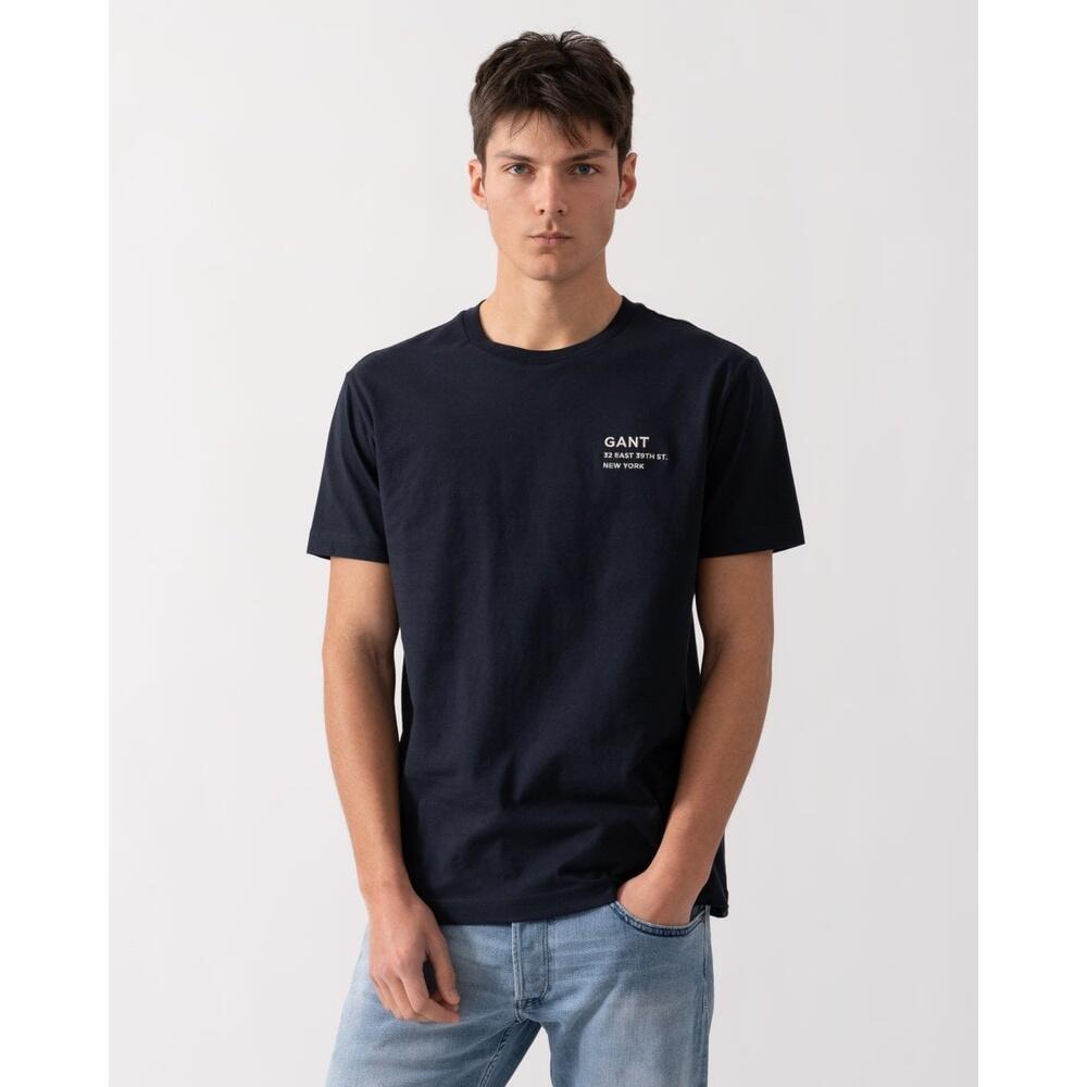 Heren O-hals Shirt Small Graphic Logo Blauw 1/5