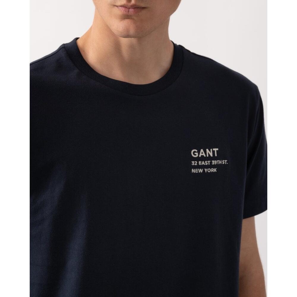 Heren O-hals Shirt Small Graphic Logo Blauw 3/5