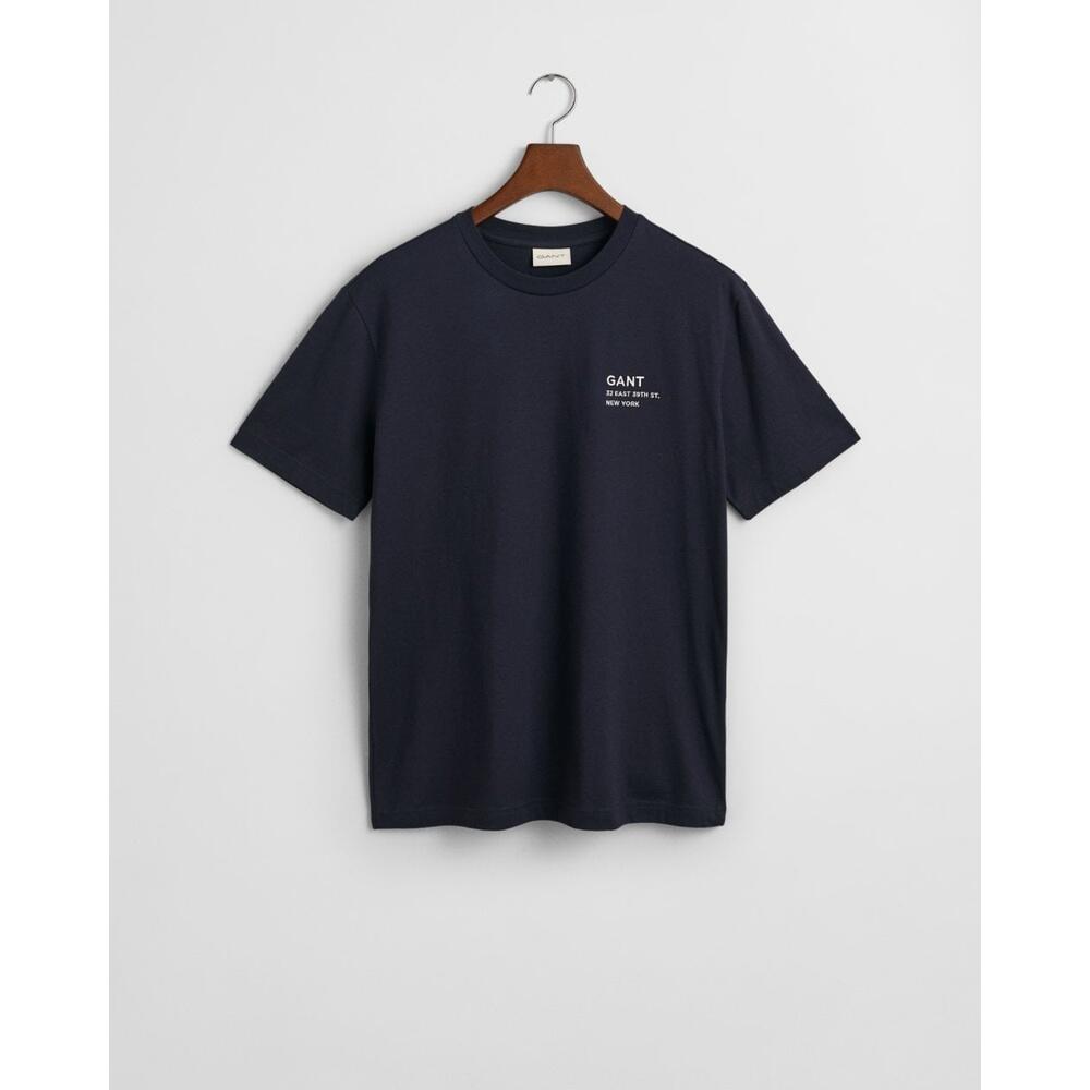 Heren O-hals Shirt Small Graphic Logo Blauw 4/5