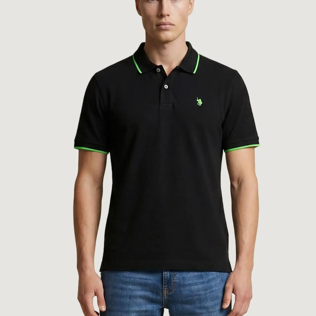 MEN'S short-sleeved polo shirt BLACK BLACK
