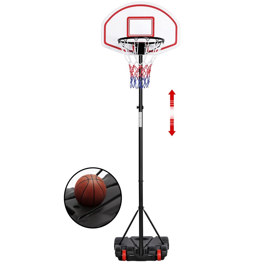 Panier de basket sur pied avec roulettes cerceau 159-214 cm universel, rouge 5/7