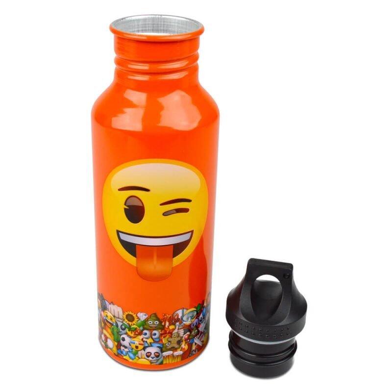 Emoji Orange Wink Water Bottle 1/2