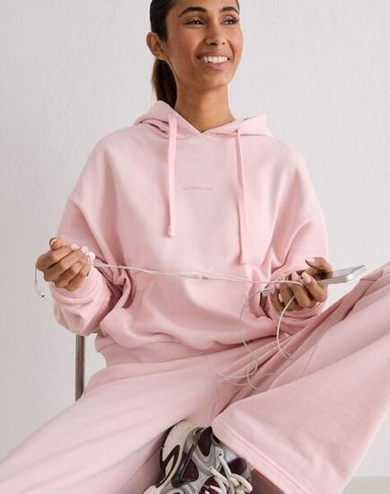 Donna Felpa con Cappuccio Spugna Spessa 100% Cotone Traspirante Rosa Ballerina