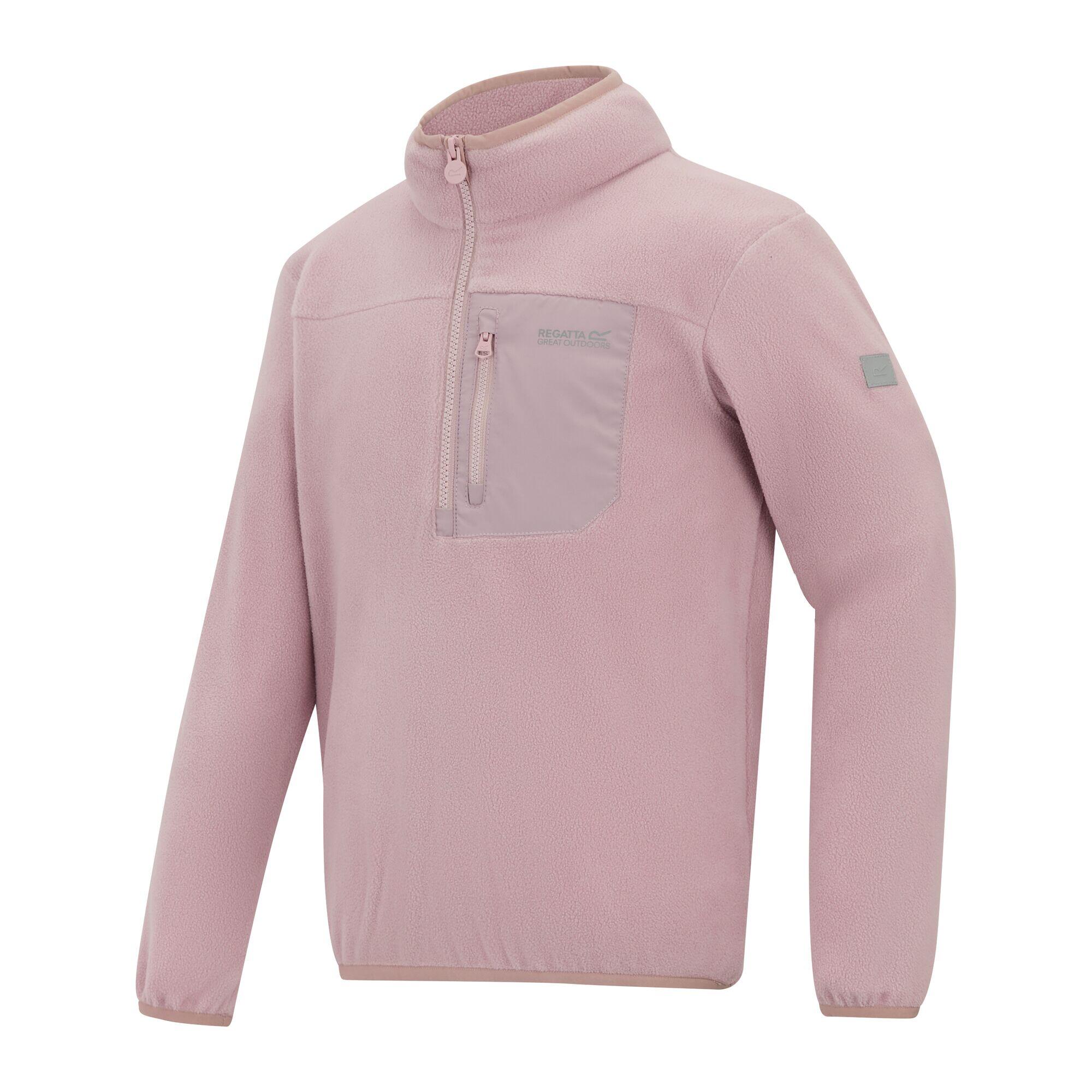 Childrens/Kids Frankie Half Zip Fleece Top (Powder Lilac) 3/5