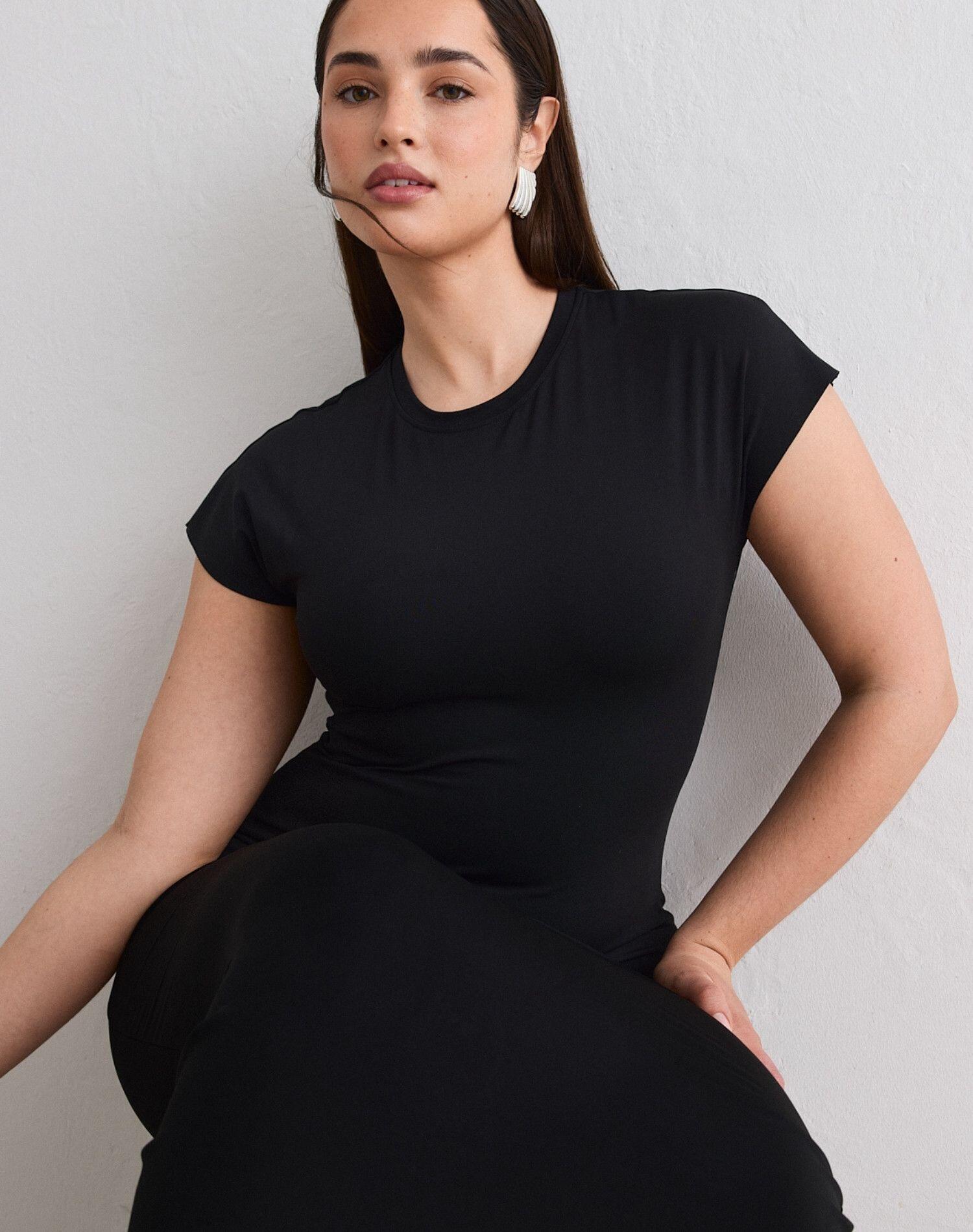 Vestido Mujer Maxi Sirena Manga Casquillo Sense Negro 2/5