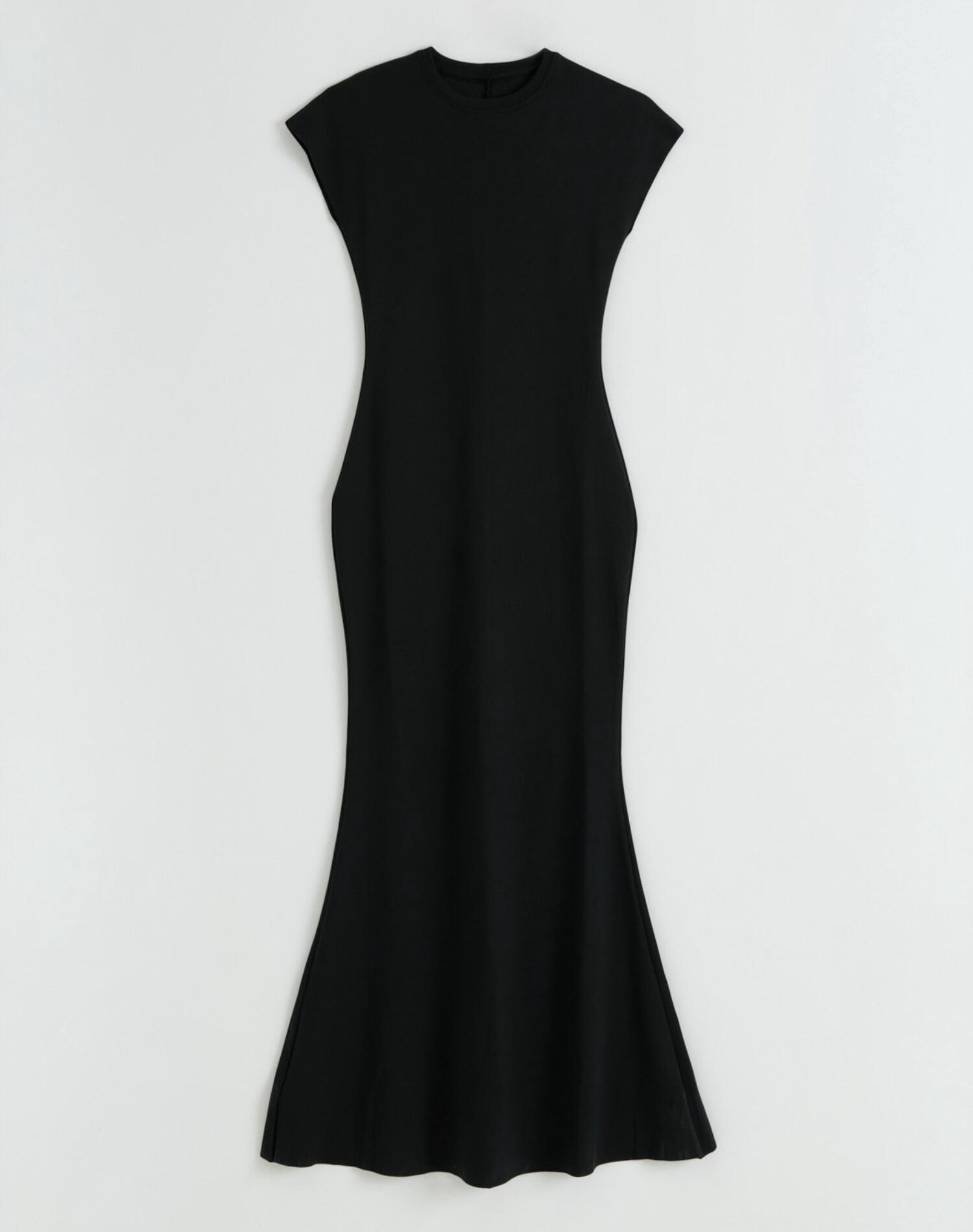 Vestido Mujer Maxi Sirena Manga Casquillo Sense Negro 5/5