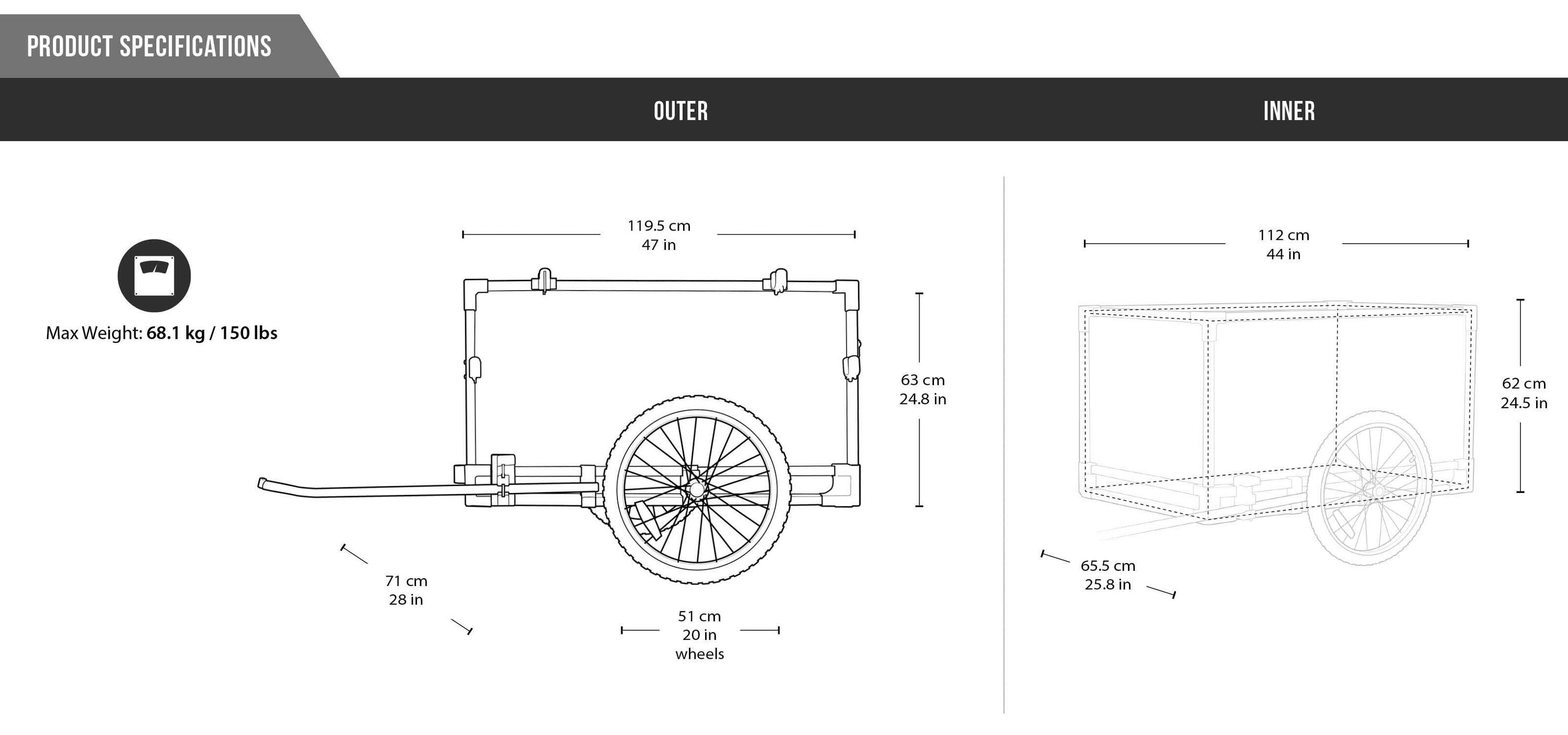 Wike bagageaanhanger voor algemeen gebruik en tuinieren, geschikt voor fietsen 4/4