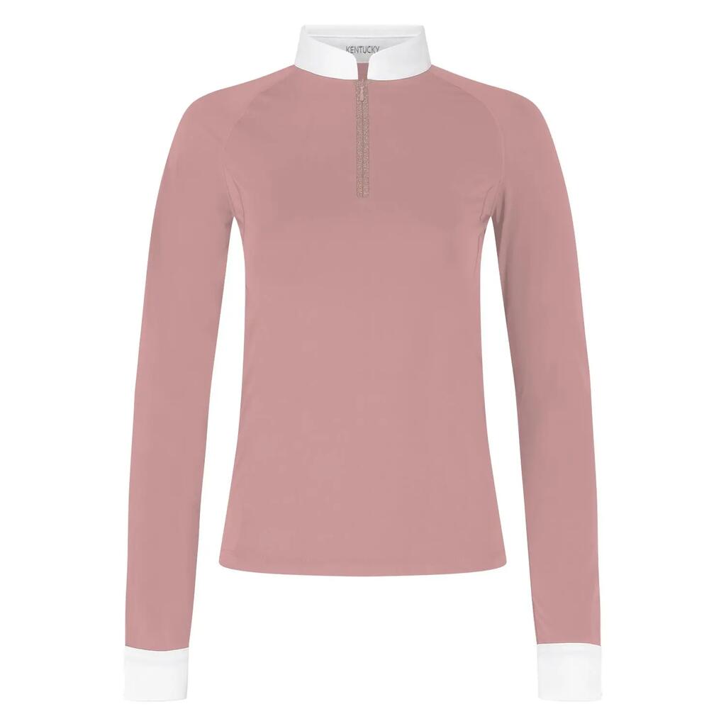 Show shirt women classic with glitter zipper long sleeve old rose  size 42