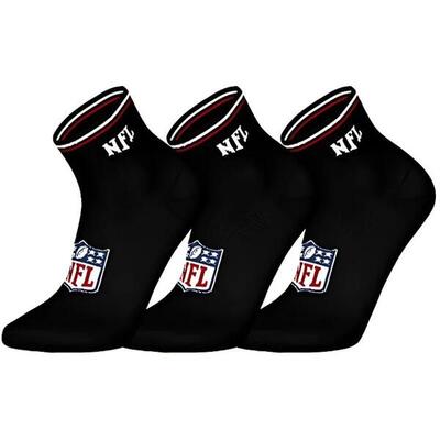 Nfl shield logo 3-pack high-quality cotton quarter socks | 35/38 black