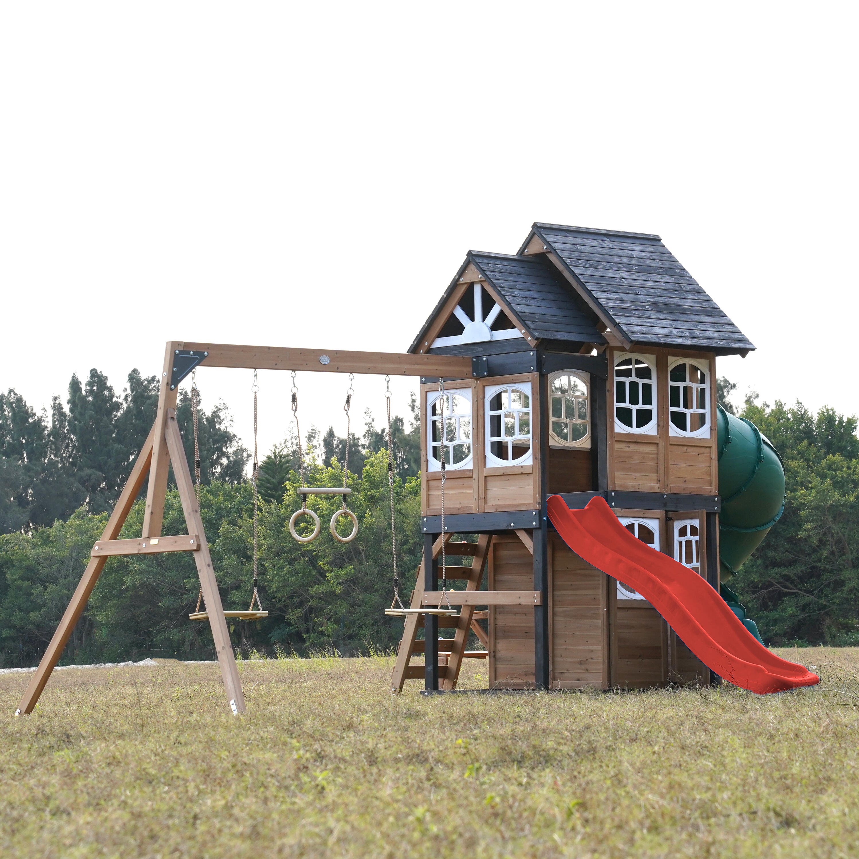 AXI Cody – Aire De Jeux En Bois XXL Avec 2 Balançoires, Toboggan Tubulaire Et Double Toboggan | Jardin, Escalade, Trapèze