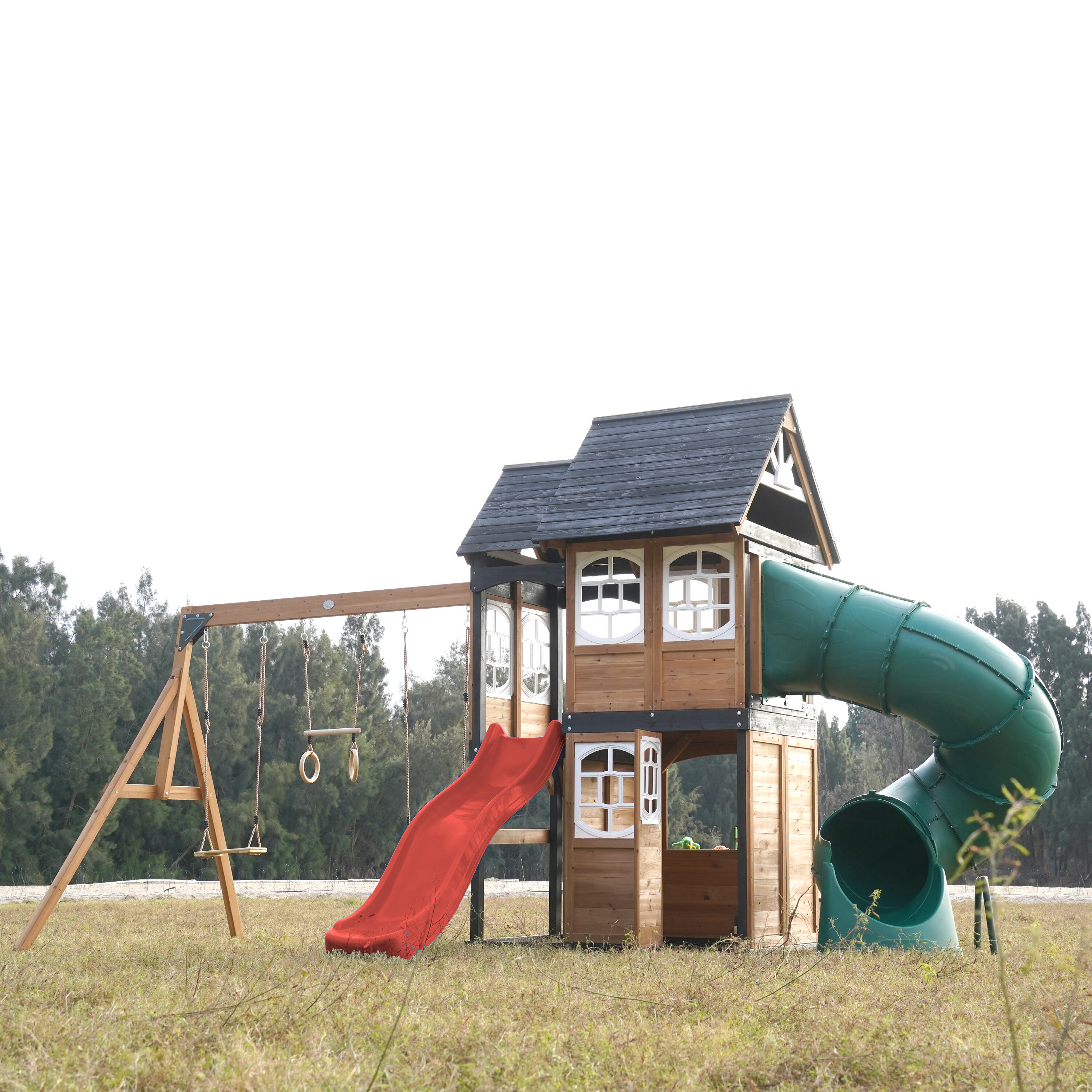 Spielturm - AXI Noud - 2 Schaukeln, Röhrenrutsche - Rot 6/7