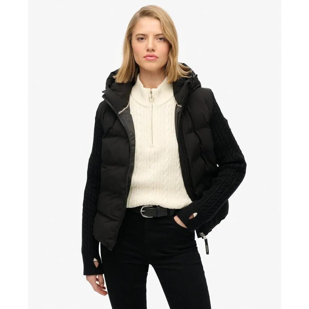 Chaqueta acolchada con capucha y mangas de punto para mujer Superdry 3/6