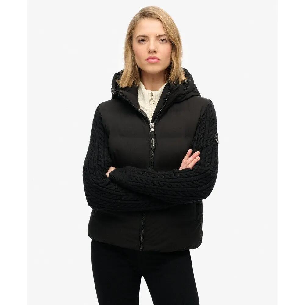 Chaqueta acolchada con capucha y mangas de punto para mujer Superdry 2/6