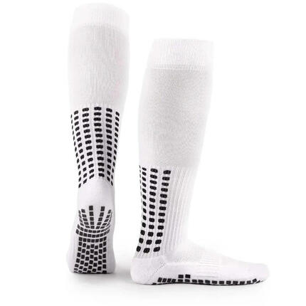 Fußball-Grip-Socken, knielang, Weiß, Erwachsenengröße, rutschfeste