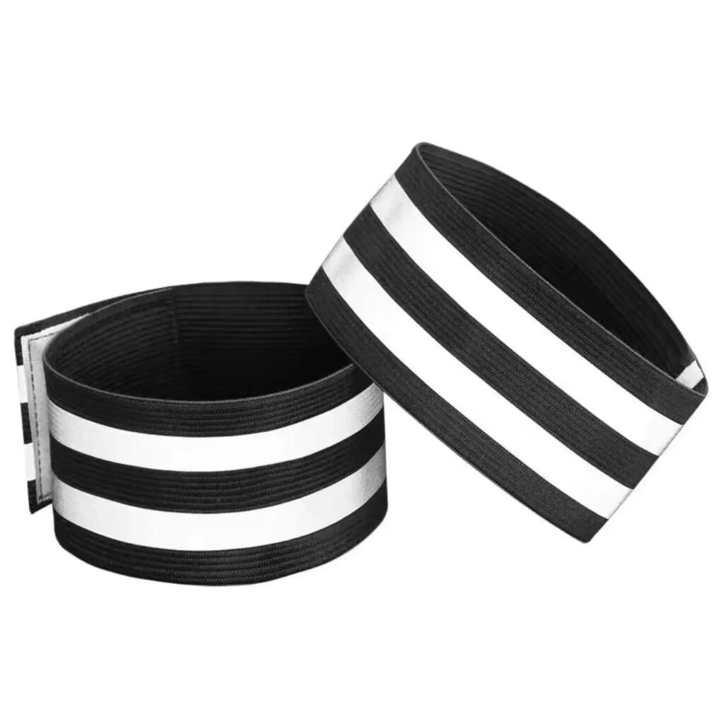 set of 2 black reflective bands elastic high visibility straps adjustable