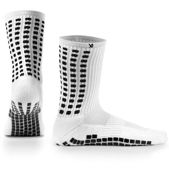 Chaussettes de football grip – mi-mollet – Blanc - S