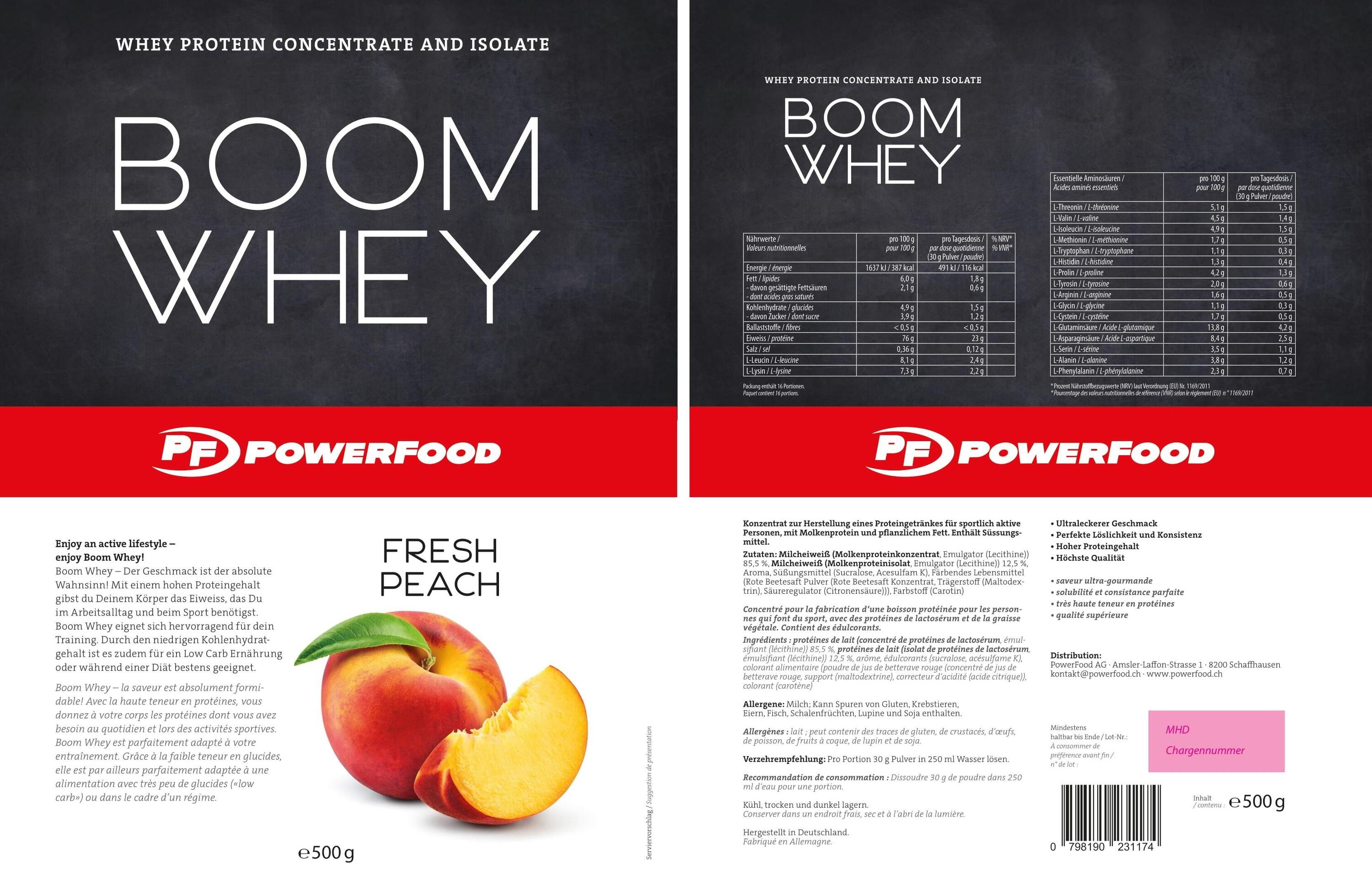 PowerFood Boom Whey (500g) - Fresh Peach 2/2