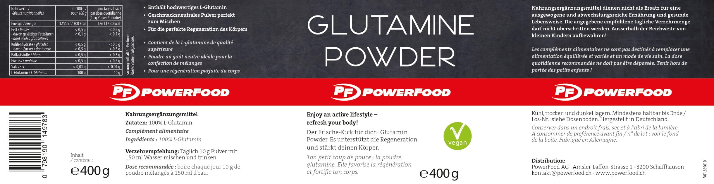 Glutamine 400g Powerfood One 2/2