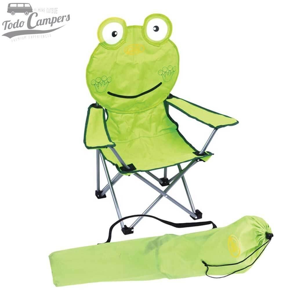 Silla plegable infantil con reposabrazos Camp4 Pollino con forma de rana verde 2/3