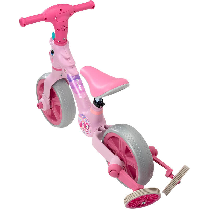 Bicicleta 2 in 1 , cu roti ajutatoare si pedale detasabile, roz