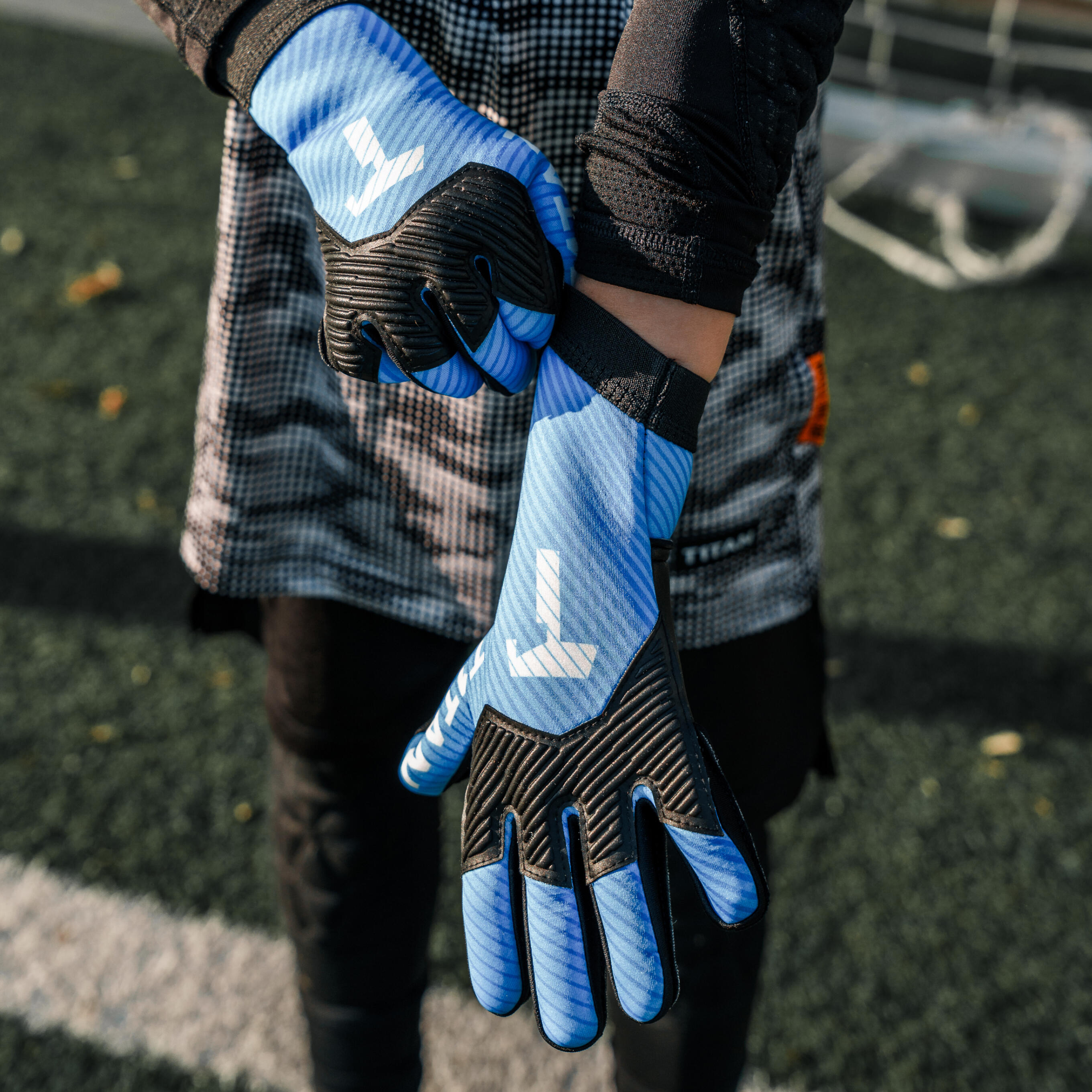 Luvas de guarda-redes de futebol para criança, AROX Blue, Tamanho 3-8 5/6