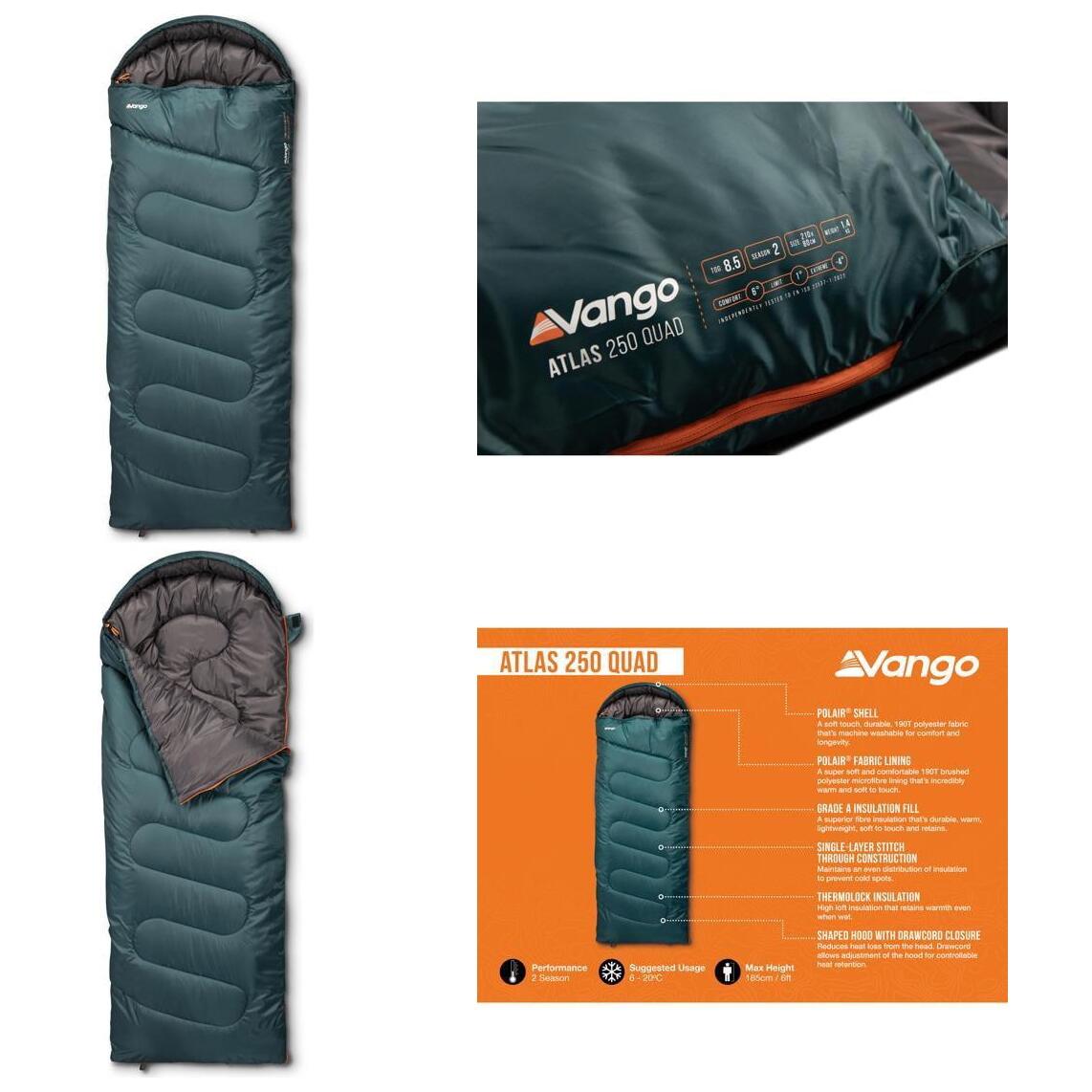 Śpiwór jednoosobowy czarny Vango Atlas 250 Quad