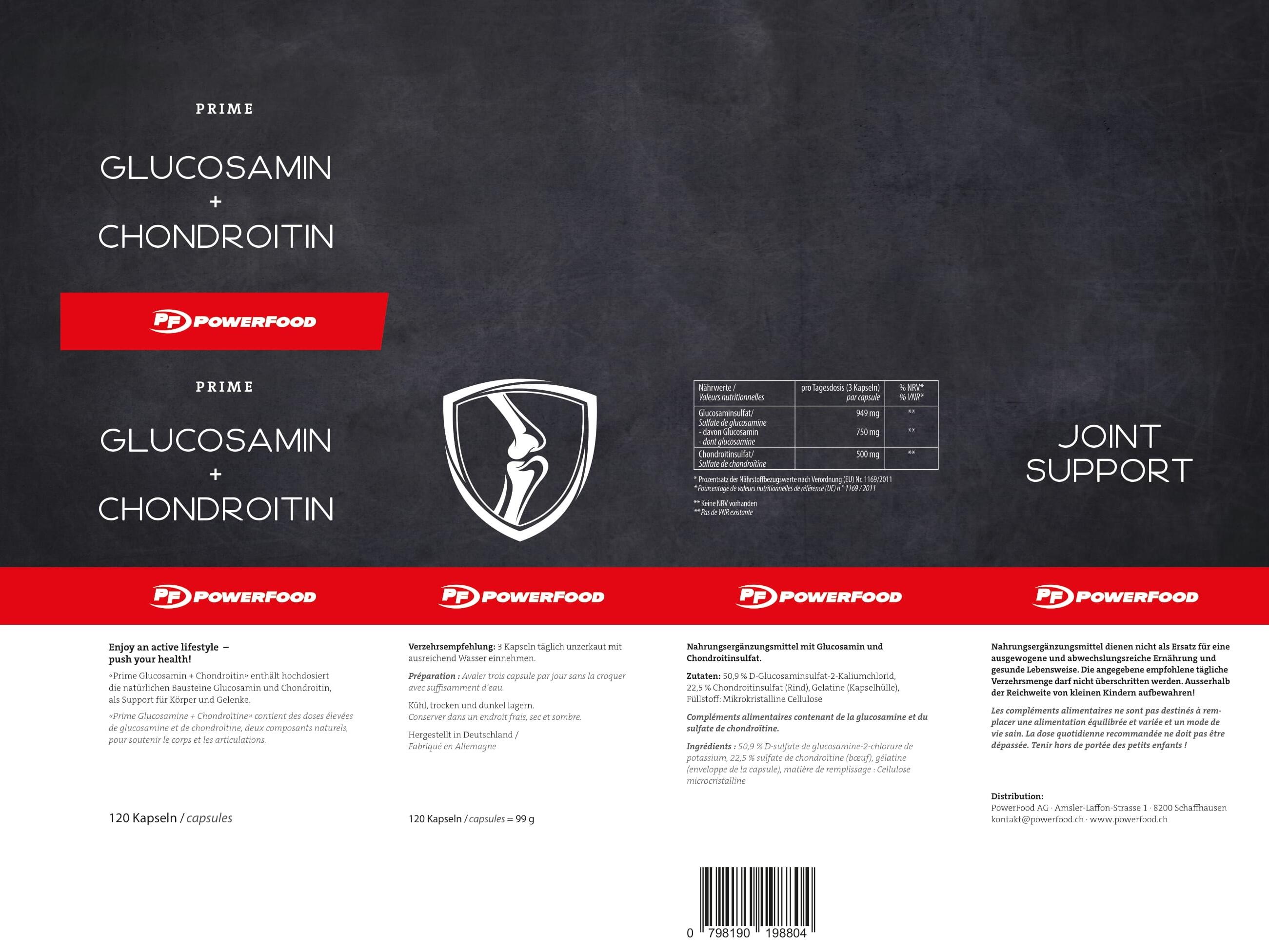 PowerFood Glucosamin + Chondroitin (120 Kapseln) Neutral 3/3