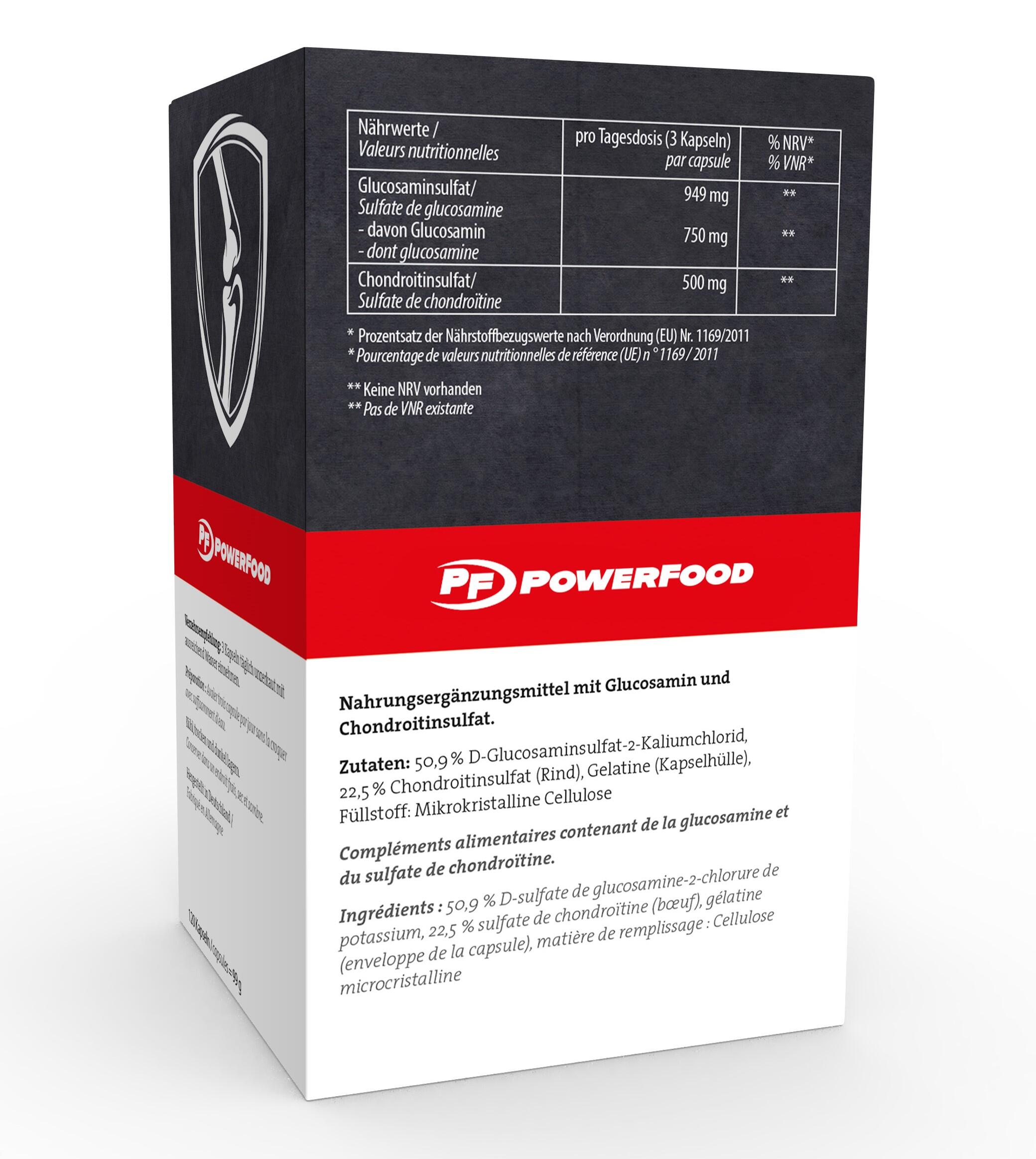 PowerFood Glucosamin + Chondroitin (120 Kapseln) Neutral 2/3