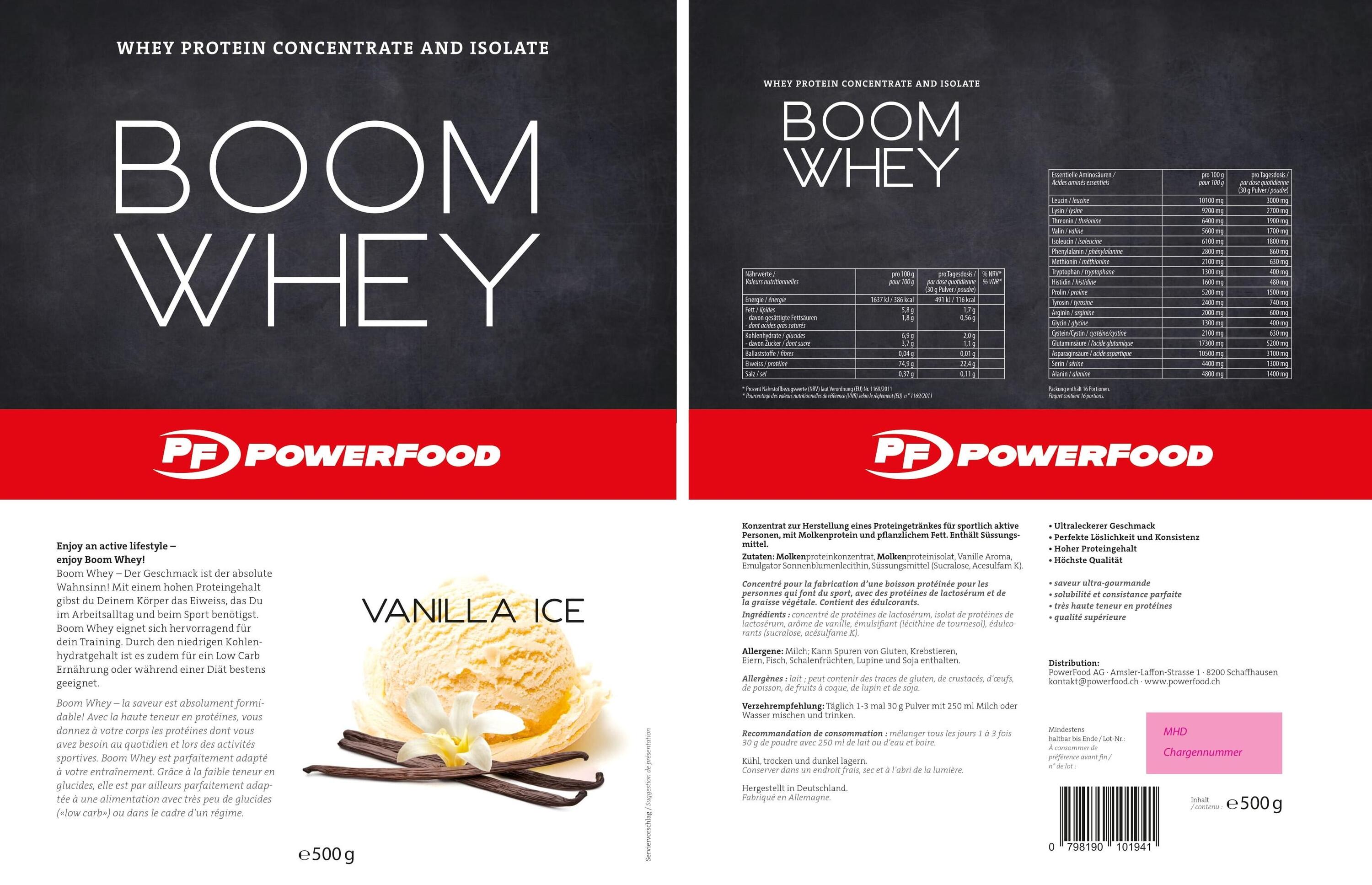 PowerFood Boom Whey (500g) - Vanilla Ice 2/3