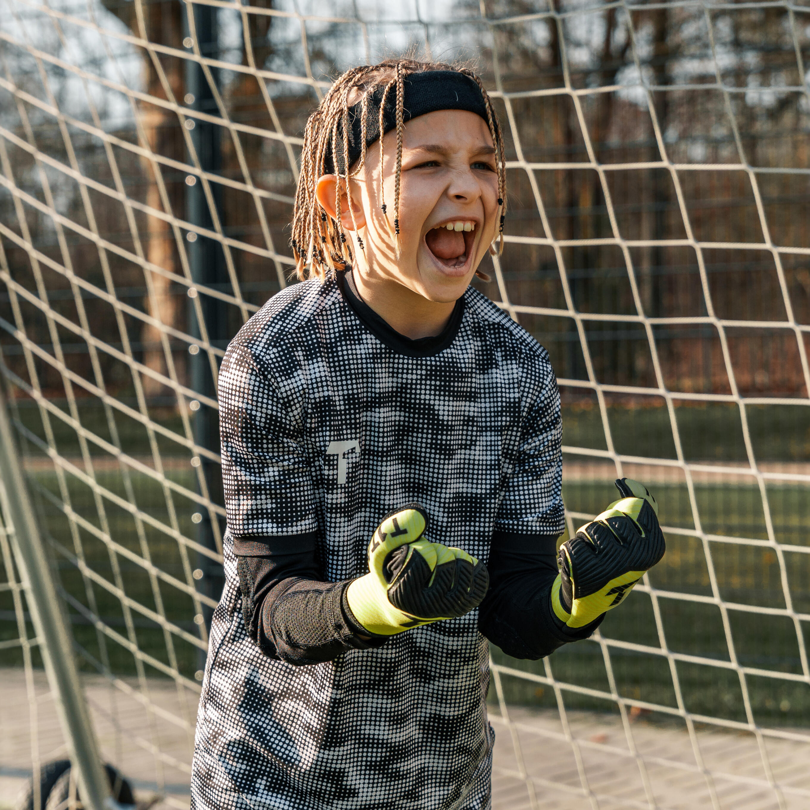 Guantes de portero de fútbol para niños, AROX Yellow, Talla 3-8 2/6