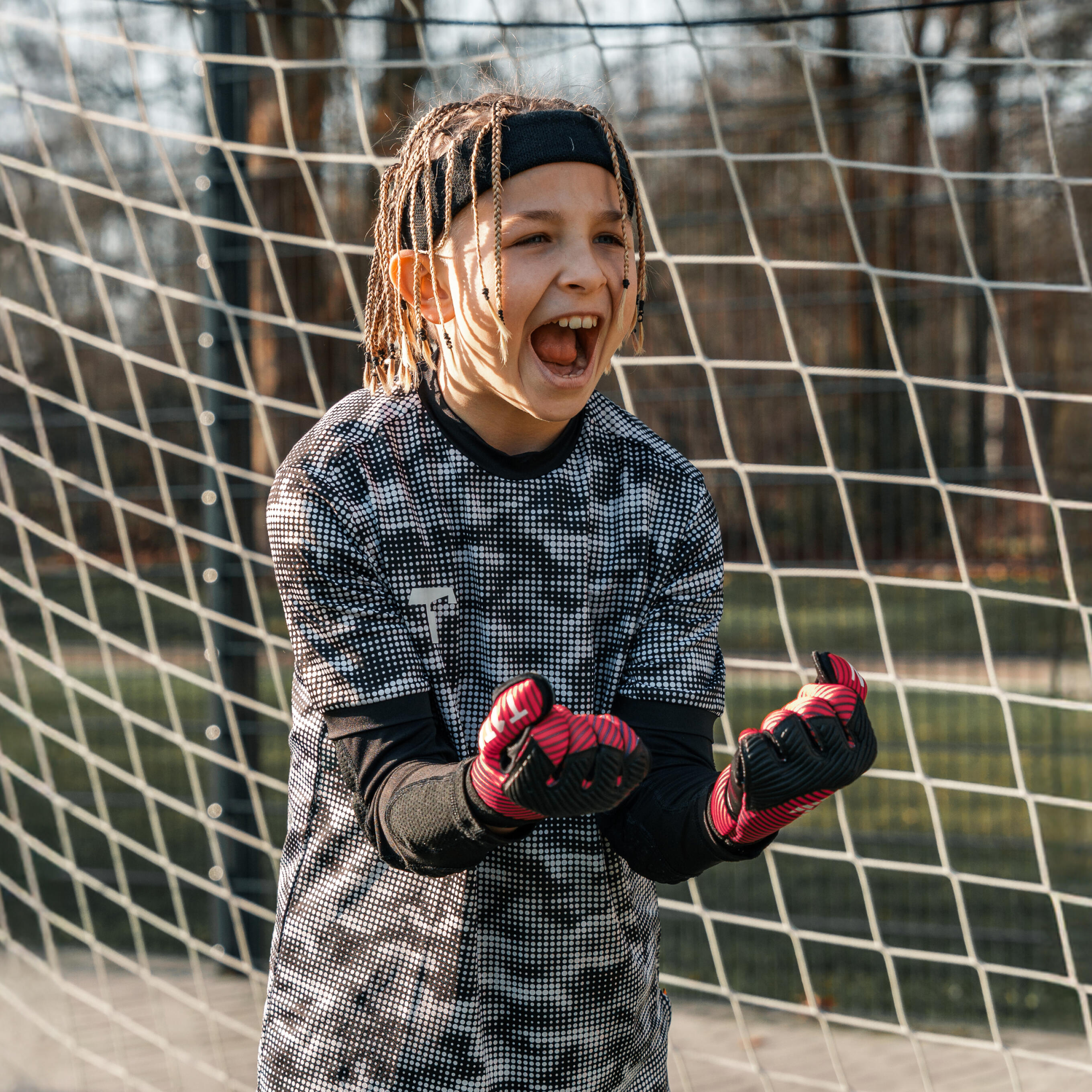Guantes de portero de fútbol para niños, AROX Red, Talla 3-8 2/6