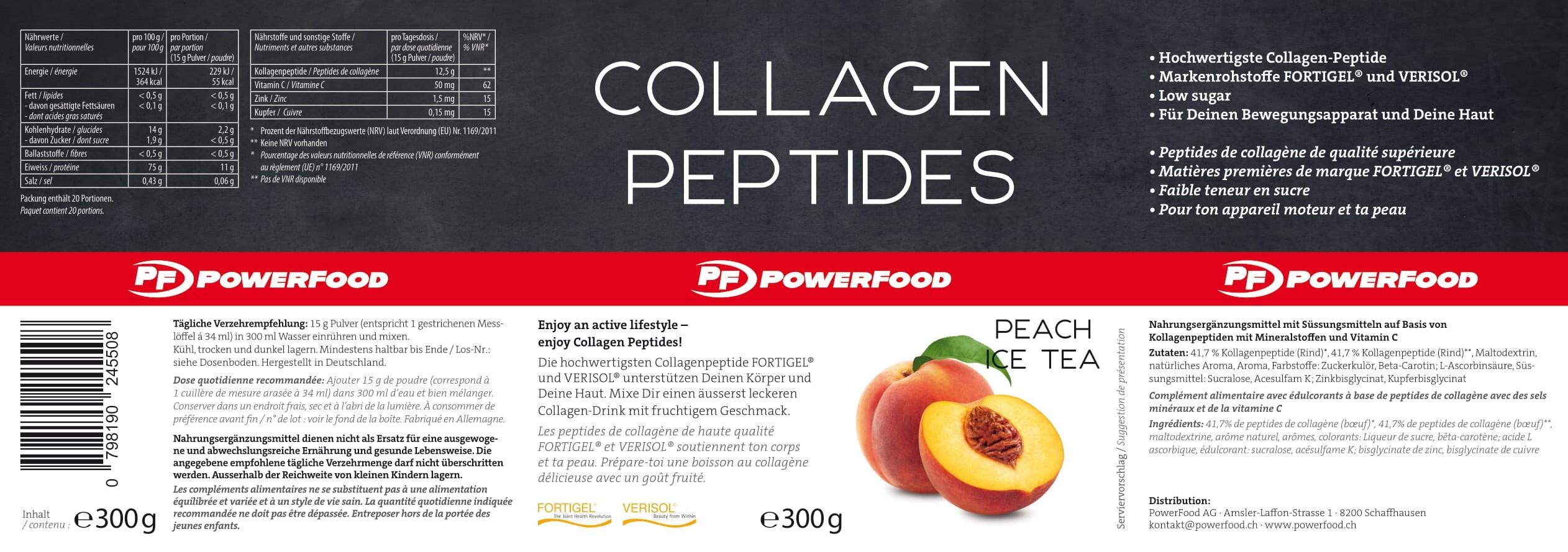 PowerFood Collagen Peptides 300 g – Peach Ice Tea 2/2