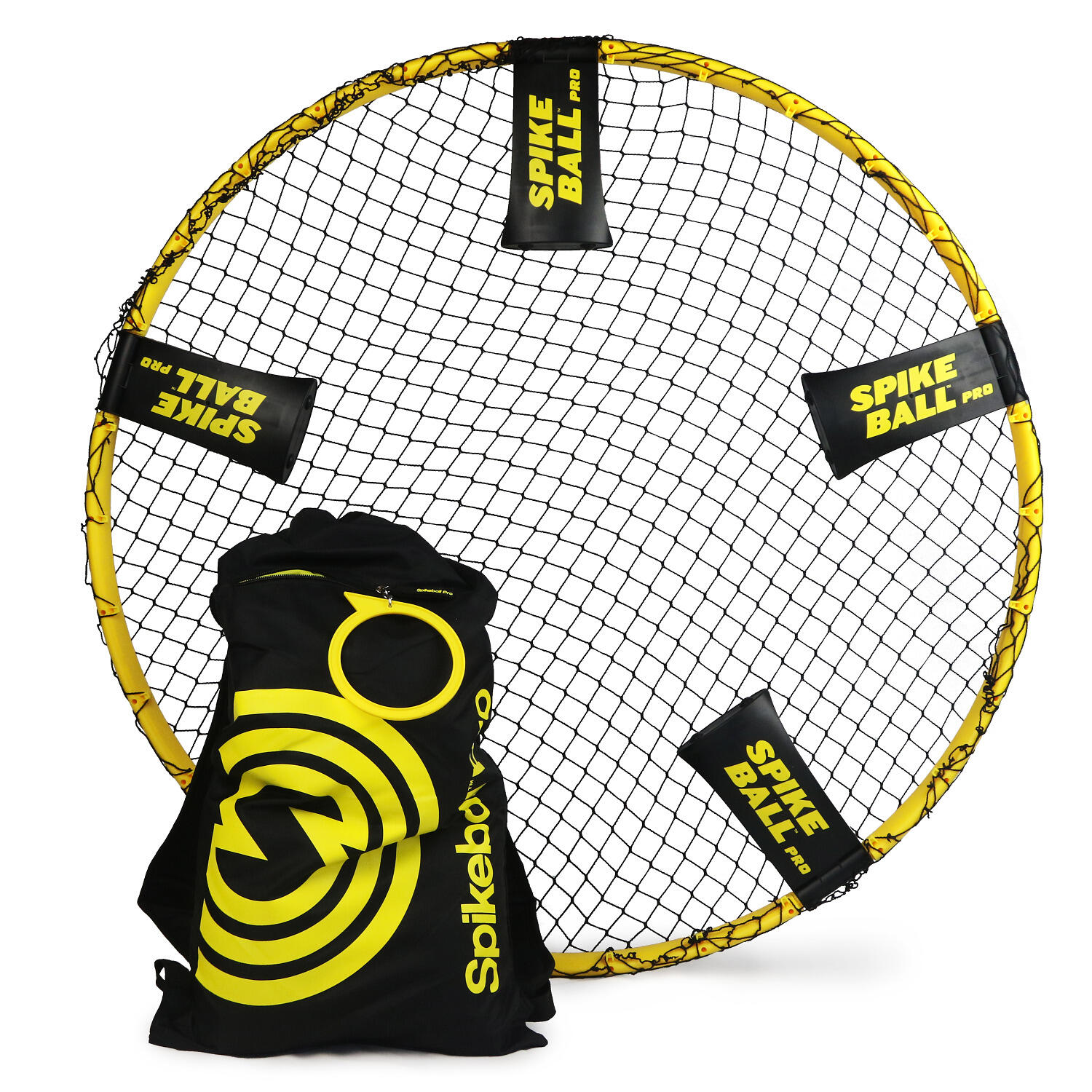 Kezidhp Roundnet set, outdoor speelset met ballen Complete ronde netset met 2 ballen, luchtpomp, netten, spankoord en draagtas | Draagbaar voor strand, gazon, tuin en park