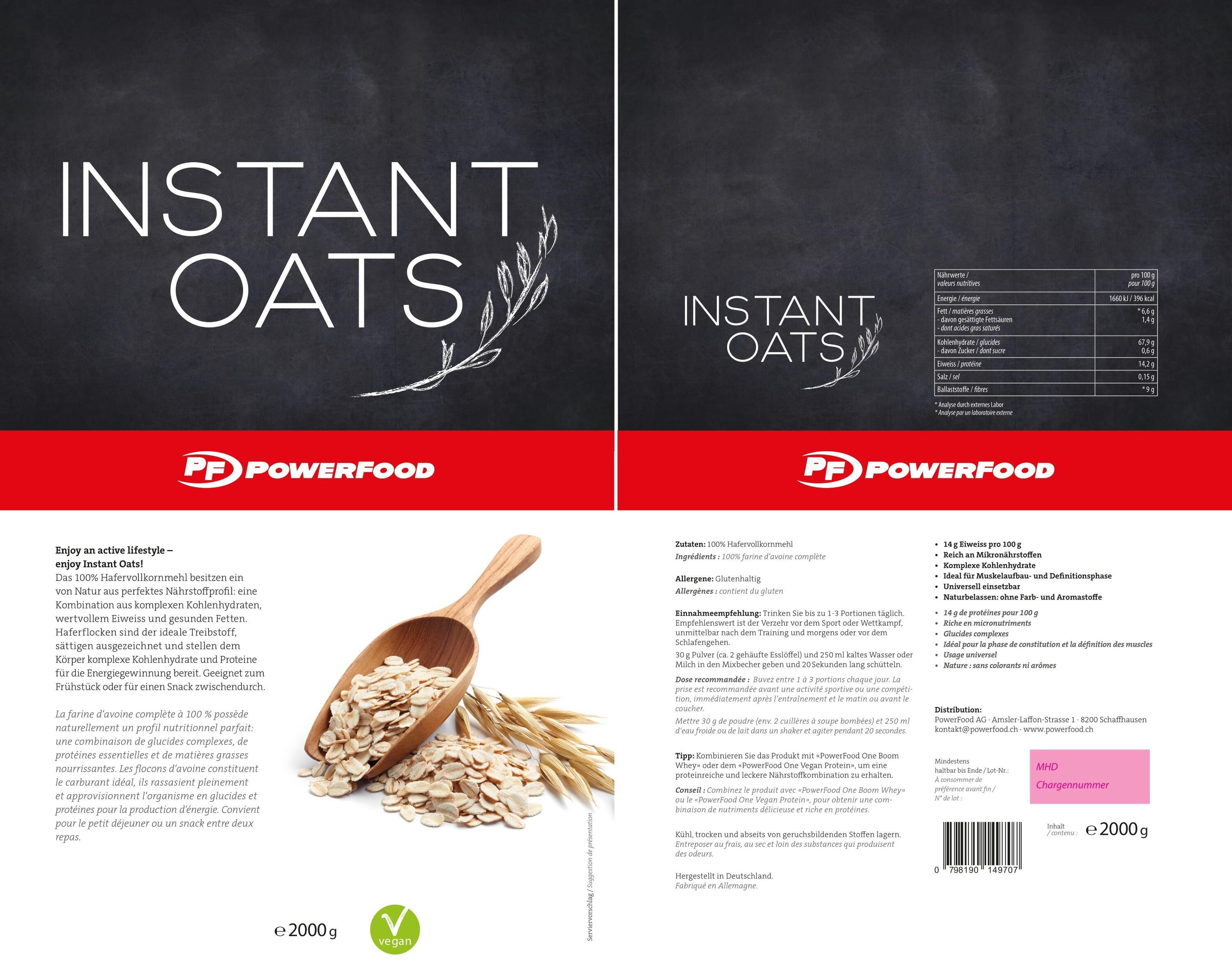 PowerFood Instant Oats 2000 g Beutel – Natur 2/2