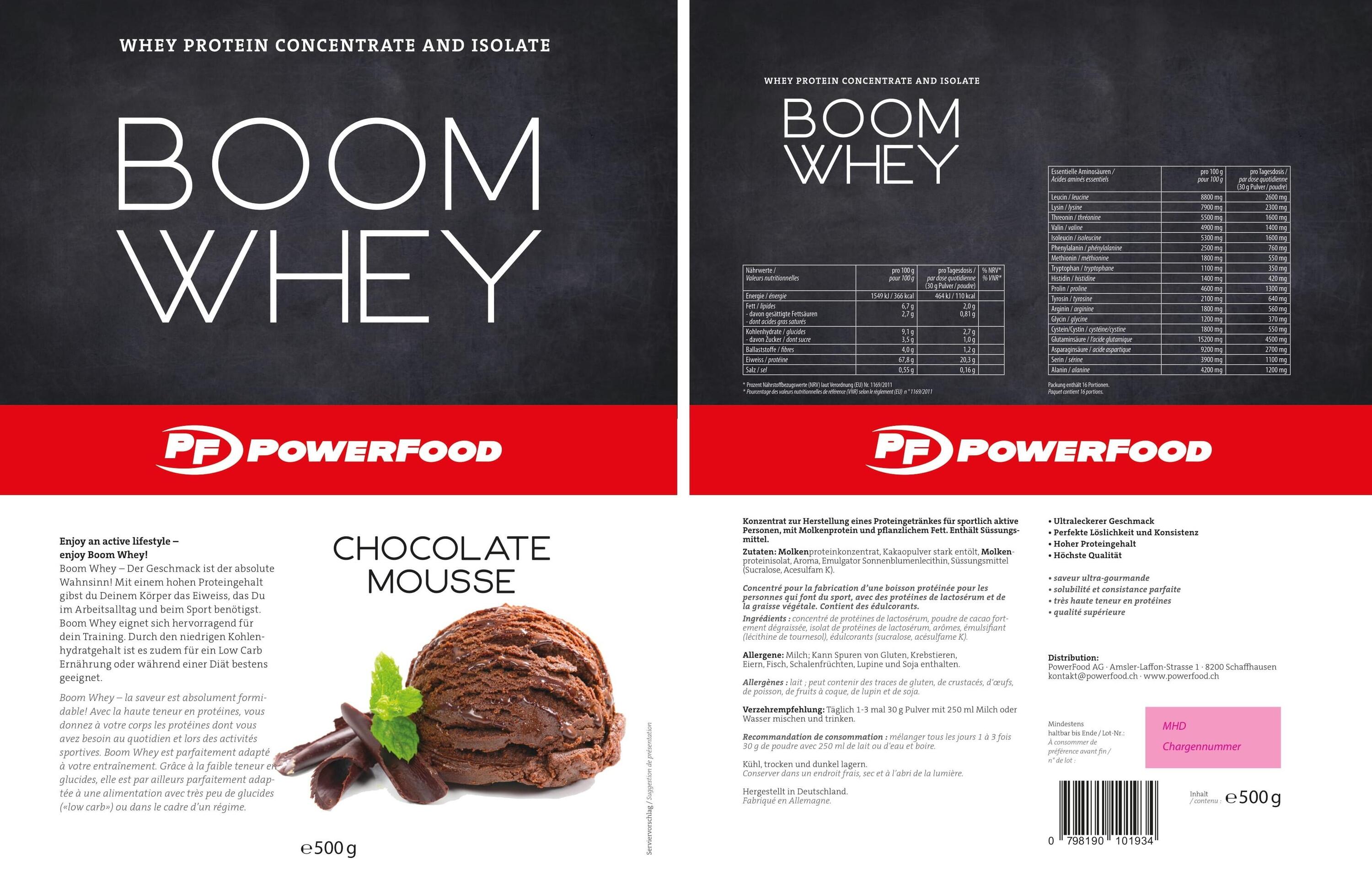 PowerFood Boom Whey (500g) - Chocolate Mousse 2/3