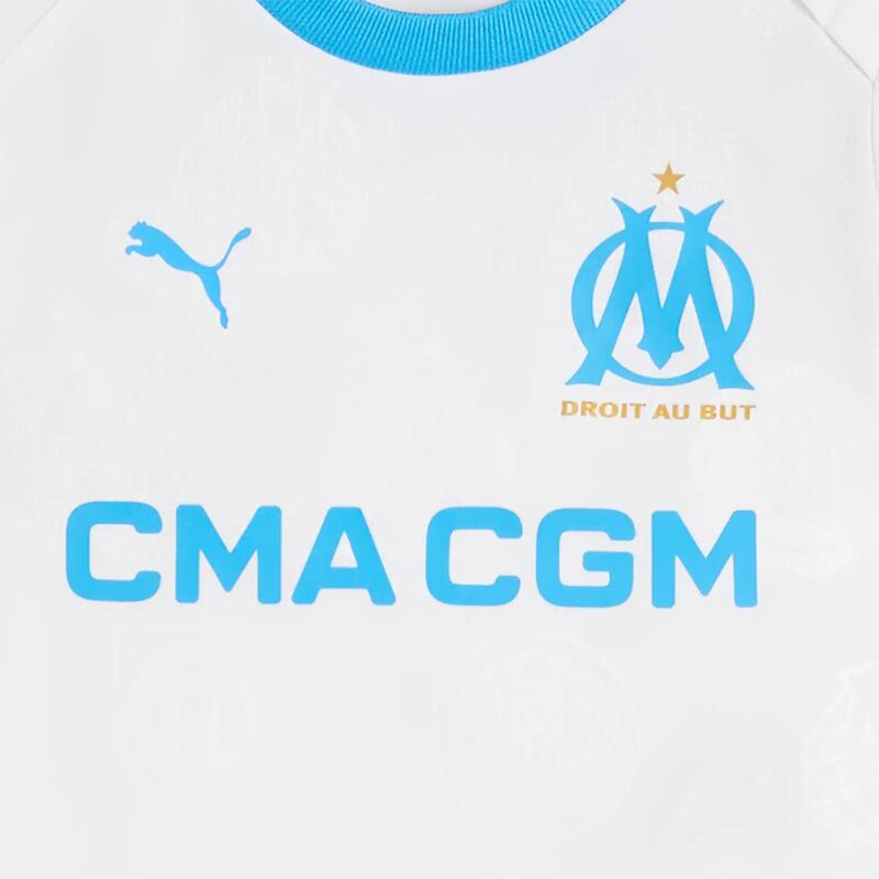 Trening fotbal copii confort, uscare rapidă Olympique De Marseille 25/26, alb