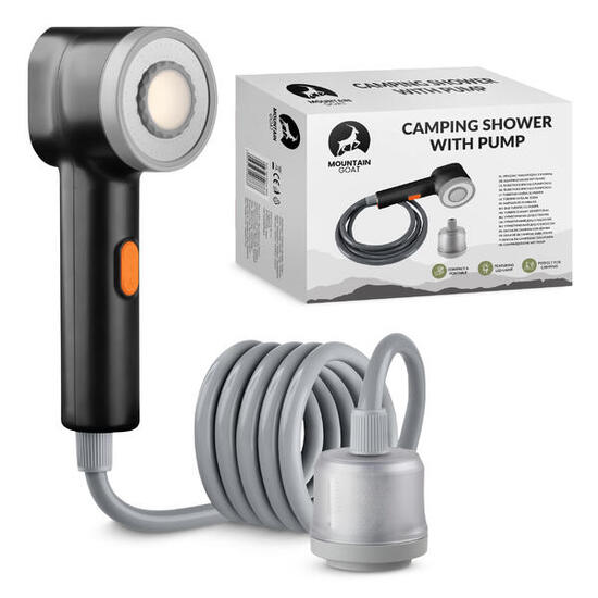 Prysznic turystyczny z pompką akumulatorowy MOUNTAIN GOAT USB LED