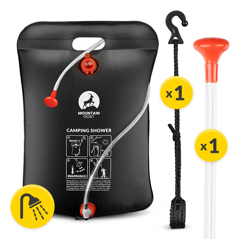 Duș turistic solar 20L MOUNTAIN GOAT ușor pentru camping