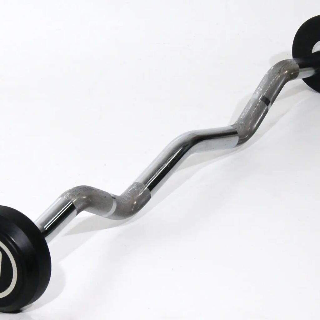 Fixed Curl Bar with Rubber - 10 kg