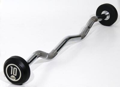 Vaste curl halterstang rubber - 10 kg