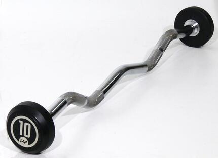 Barre Curl Fixe en Caoutchouc - 10 kg