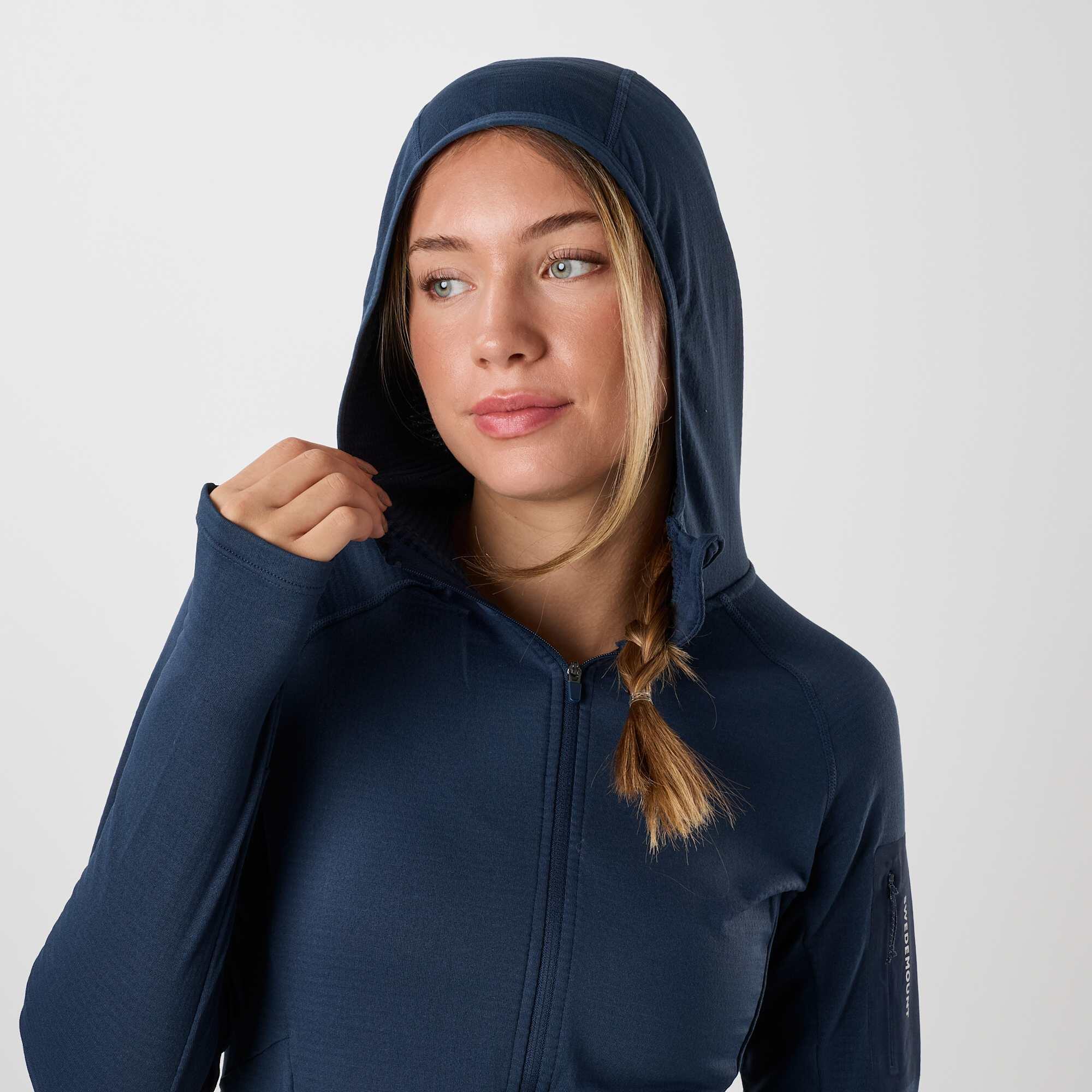 Felpa da allenamento da escursionismo da donna Ultra Light Tech Midlayer Hood 5/8