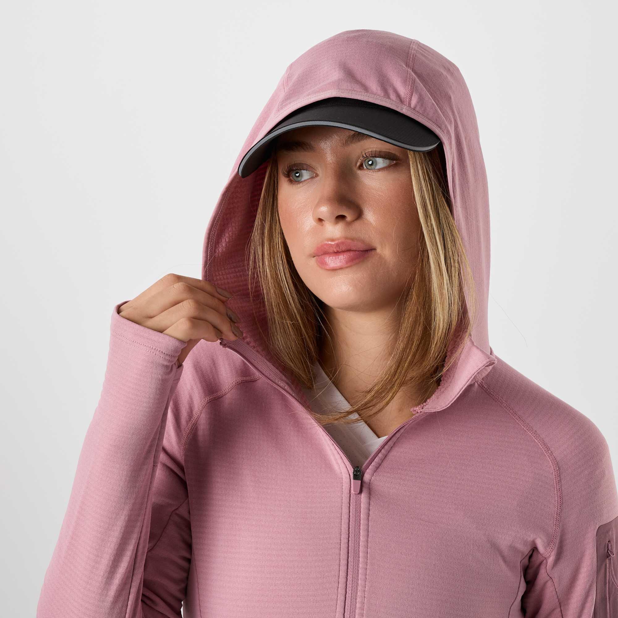 Felpa da allenamento da escursionismo da donna Ultra Light Tech Midlayer Hood 5/8
