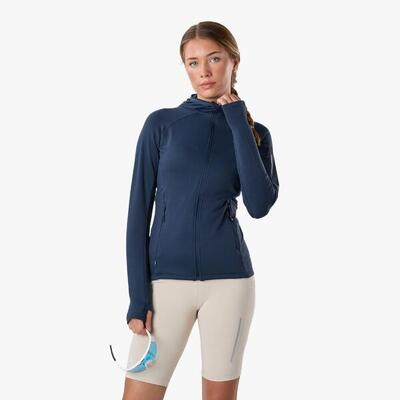 Dames hiking training sweater ademend snel droog ultra light tech midlayer hood