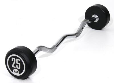 Vaste curl halterstang rubber - 25 kg
