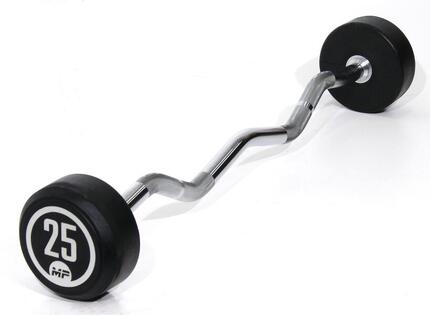 Barre Curl Fixe en Caoutchouc - 25 kg