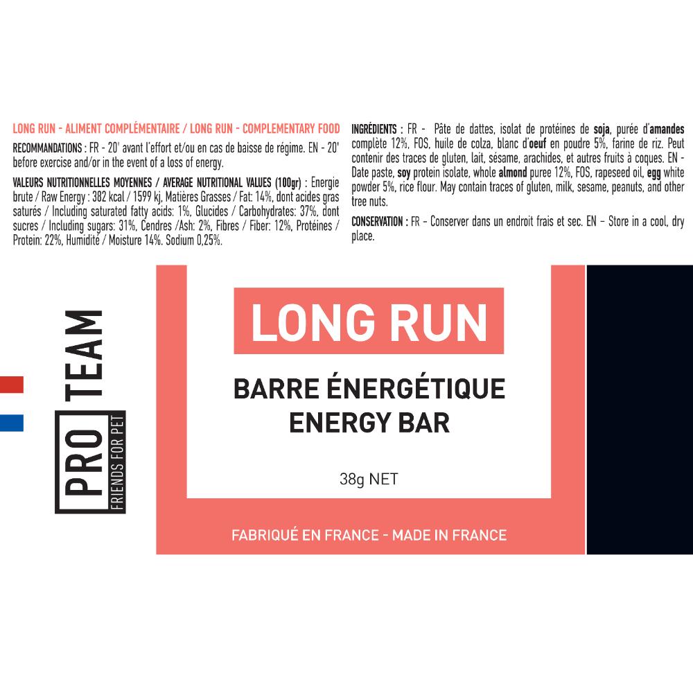 BARRE ÉNERGÉTIQUE CHIEN SPORT – ENDURANCE & BOOST - PRO TEAM LONG RUN - 20 X 38g 3/4