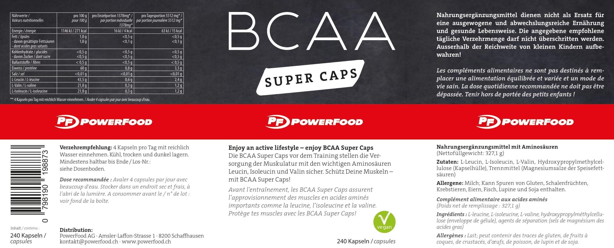 PowerFood BCAA Super Caps 240 Kapseln Neutral 2/3