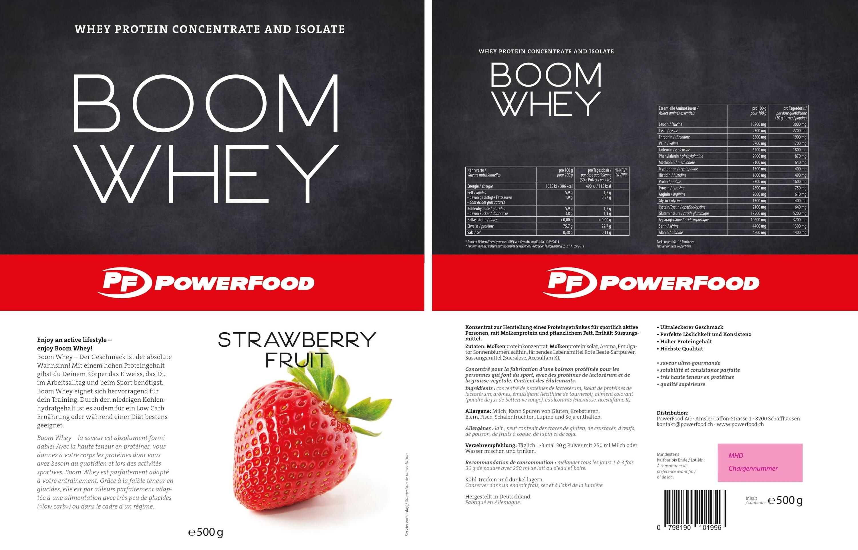 PowerFood Boom Whey (500g) - Strawberry Fruit 2/3