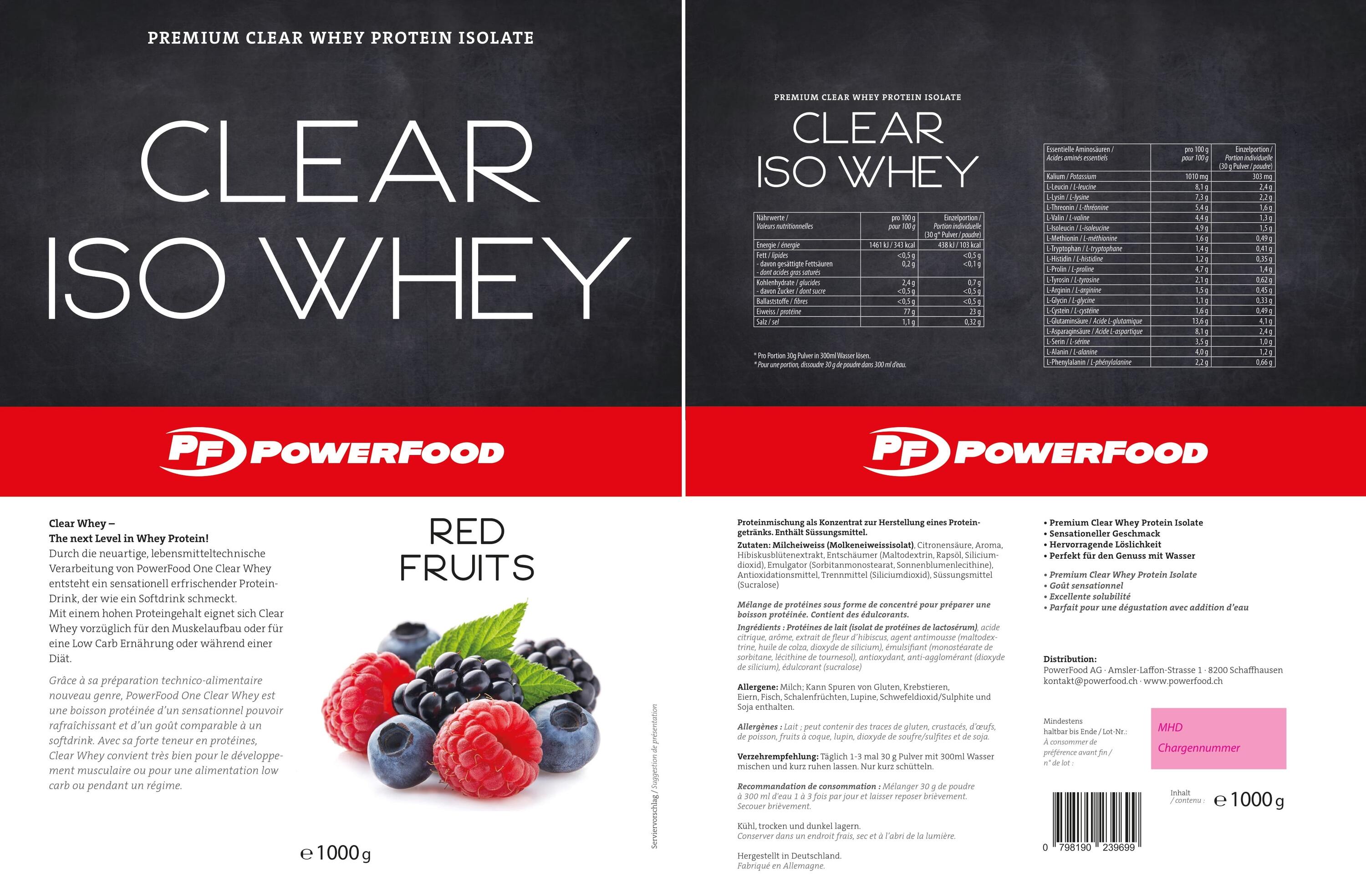 PowerFood Clear Iso Whey (1000G Beutel) - Red Fruits 2/2